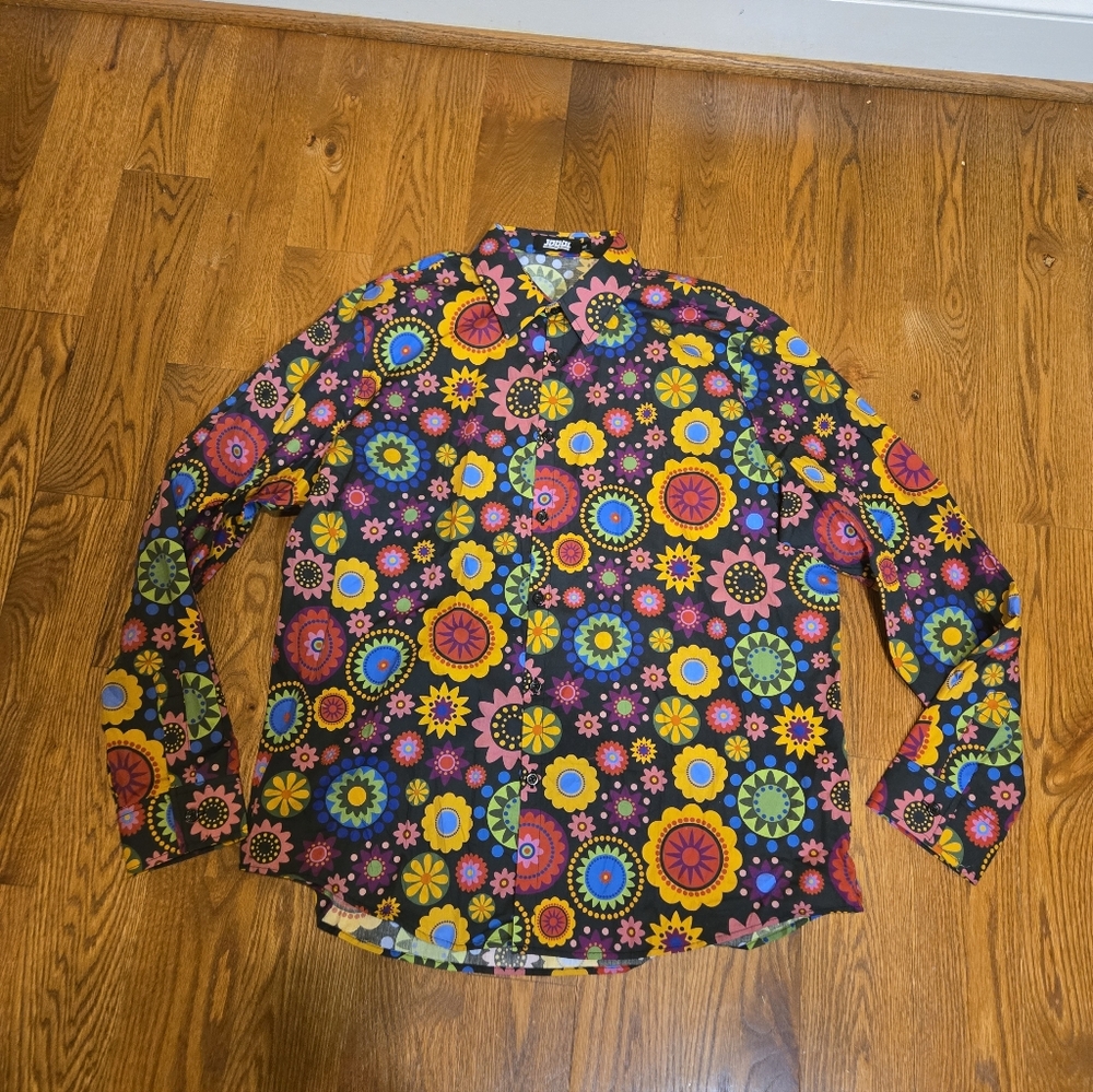 Jogal Mens  Shirt Sz XL Floral Dress Casual Shirt Button Down
